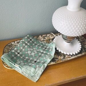 Glentex | Vintage 60s 70s Mint Green Geometric 100% Silk Kerchief Scarf